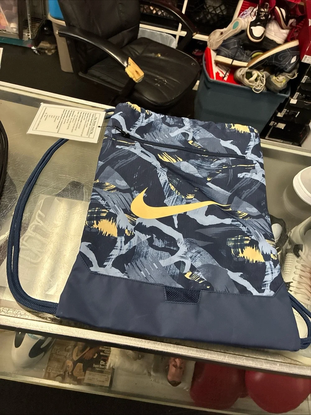 Nike Gymsack Brasilia Training Blue Camo Sling bag Zipper 20” x 13”